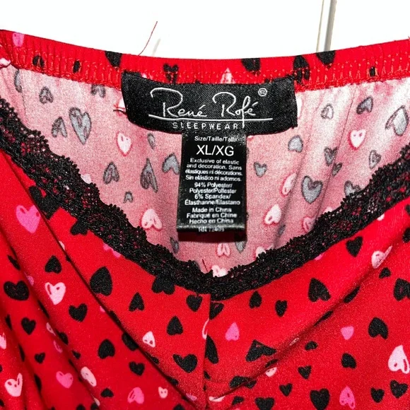 Red Heart Patterned Women's ROBE AND ALEEP DRESS “ Rene Rofe” - Picture 3 of 6